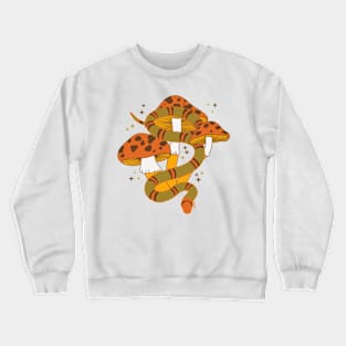 Snake and Mushrooms - Tangerine Crewneck Sweatshirt